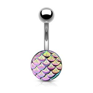 Mermaid scale belly button ring 14 gauge new surgical steel navel ring nondangle